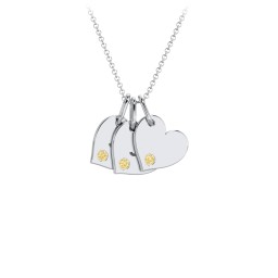 Engravable 3 Sideways Hearts Necklace with Birthstone