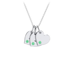 Engravable 3 Sideways Hearts Necklace with Birthstone