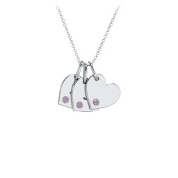 Engravable 3 Sideways Hearts Necklace with Birthstone