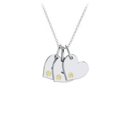 Engravable 3 Sideways Hearts Necklace with Birthstone