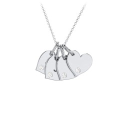 Engravable 4 Sideways Hearts Necklace with Birthstone