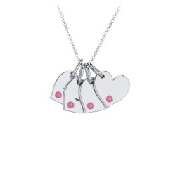 Engravable 4 Sideways Hearts Necklace with Birthstone