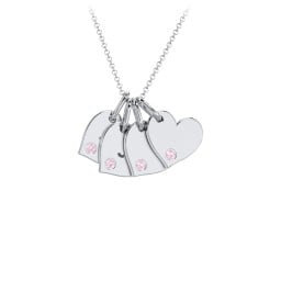 Engravable 4 Sideways Hearts Necklace with Birthstone