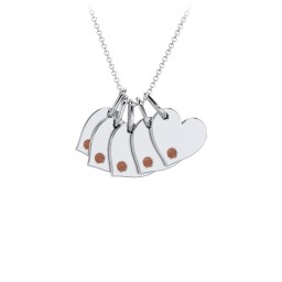 Engravable 5 Sideways Hearts Necklace with Birthstone