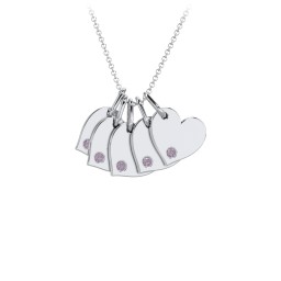 Engravable 5 Sideways Hearts Necklace with Birthstone