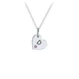 Engravable Sideways Heart Necklace with Birthstone