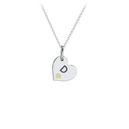 Engravable Sideways Heart Necklace with Birthstone