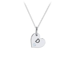 Engravable Sideways Heart Necklace with Birthstone