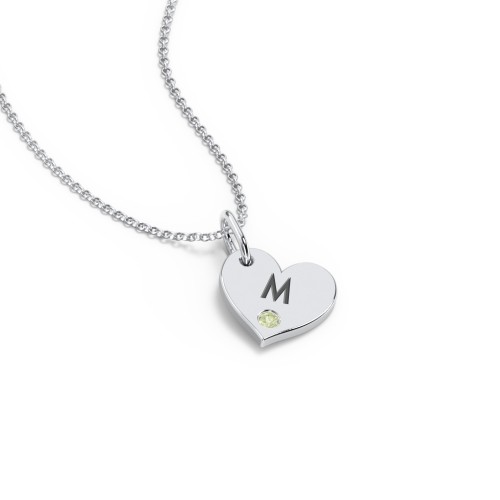 Engravable Sideways Heart Necklace with Birthstone