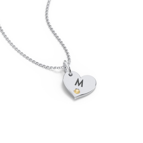 Engravable Sideways Heart Necklace with Birthstone