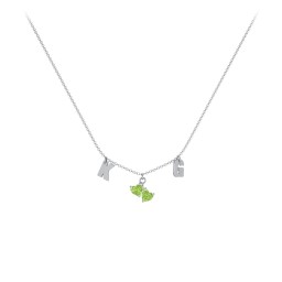 Initials Necklace with Double Heart Gemstones