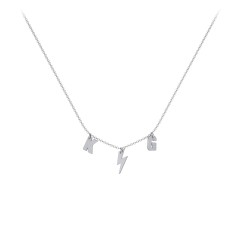 Initials Necklace with Lightning Bolt Charm – Sterling Silver