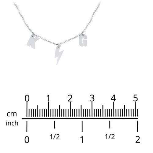 Initials Necklace with Lightning Bolt Charm – Sterling Silver