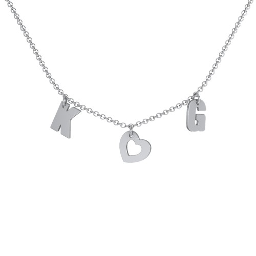 Modern Heart Initial Necklace – Sterling Silver