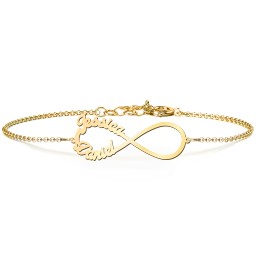 Love "4" Infinity Bracelet in 10K Solid Yellow Gold