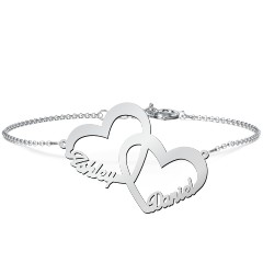 Cute Heart Two Name Bracelet Customized Handmade Jewelry Stainless Steel  Nameplate Bracelets Femme Personalized Gifts for Women