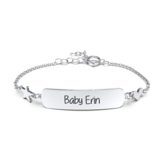 Engravable Baby Bracelet with Heart and Star Charms