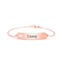 Kids and Baby Engravable Bracelet with Heart in 10K Solid Rose Gold