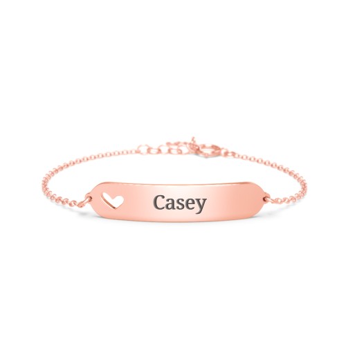 Kids and Baby Engravable Bracelet with Heart – 10K Rose Gold