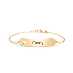 Kids and Baby Engravable Bracelet with Heart in 10K Solid Yellow Gold