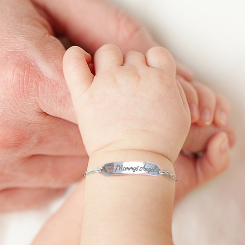 Kids and Baby Engravable Bracelet with Heart – 10K Yellow Gold
