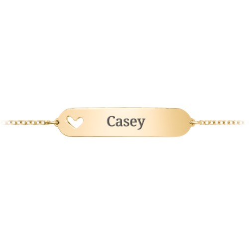 Kids and Baby Engravable Bracelet with Heart – 10K Yellow Gold