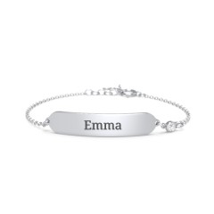 Kids and Baby Engravable Bracelet with Birthstone – Sterling Silver with Citrine