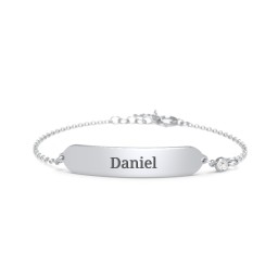 Kids and Baby Engravable Bracelet with Birthstone in 925 Sterling Silver with Cubic Zirconia