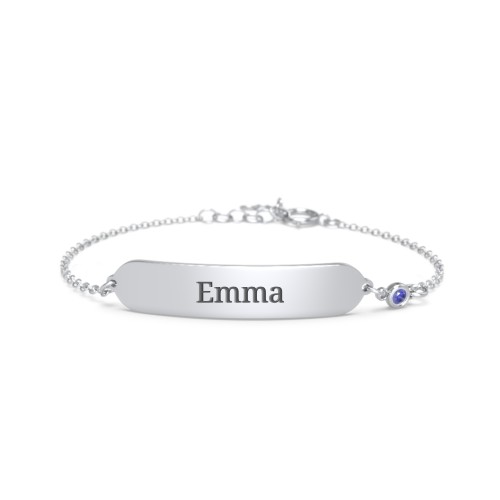 Kids and Baby Engravable Bracelet with Birthstone – Sterling Silver with Blue Sapphire