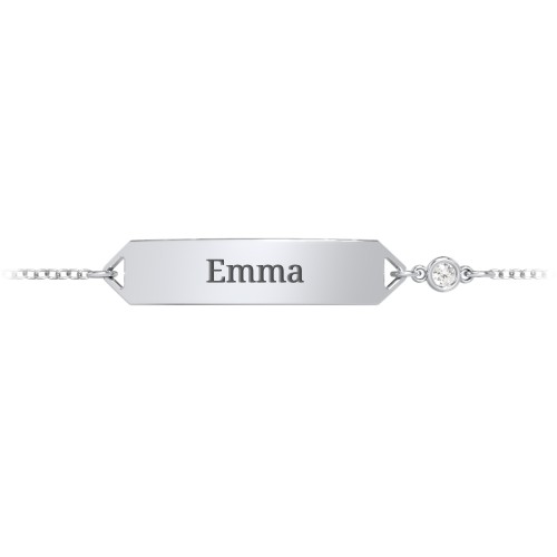 Kids and Baby Engravable Bracelet with Birthstone – Sterling Silver with Cubic Zirconia