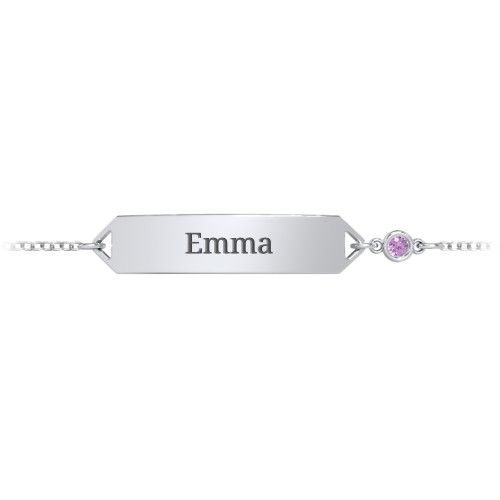 Kids and Baby Engravable Bracelet with Birthstone – Sterling Silver with Amethyst