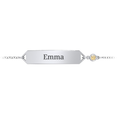 Kids and Baby Engravable Bracelet with Birthstone – Sterling Silver with Citrine