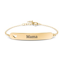 Engravable Bracelet with Heart in 18K Gold Plated Silver