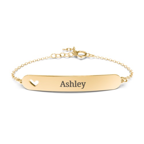 Engravable Bracelet with Heart – 10K Yellow Gold