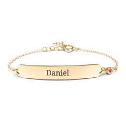 Engravable Classic Bracelet with Birthstone in 10K Solid Yellow Gold