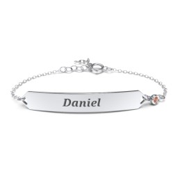 Engravable Classic Bracelet with Birthstone in 925 Sterling Silver with Garnet