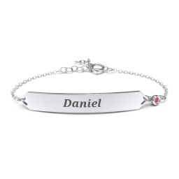 Engravable Classic Bracelet with Birthstone in 925 Sterling Silver