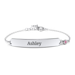 Engravable Classic Bracelet with Birthstone – 10K Rose Gold with Ruby