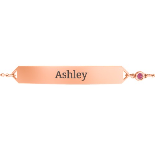 Engravable Classic Bracelet with Birthstone – 10K Rose Gold with Ruby