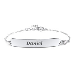 Engravable Classic Bracelet with Birthstone in 925 Sterling Silver with Cubic Zirconia
