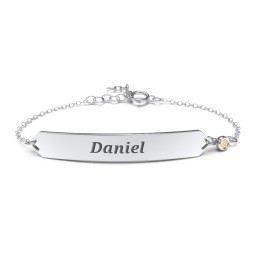 Engravable Classic Bracelet with Birthstone in 925 Sterling Silver with Citrine