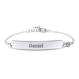 Engravable Classic Bracelet with Birthstone in 925 Sterling Silver with Garnet