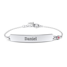 Engravable Classic Bracelet with Birthstone in 925 Sterling Silver with Garnet