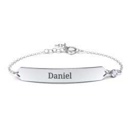 Engravable Classic Bracelet with Birthstone in 925 Sterling Silver with Blue Topaz