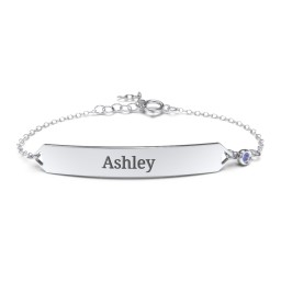 Engravable Classic Bracelet with Birthstone in 925 Sterling Silver with Blue Sapphire