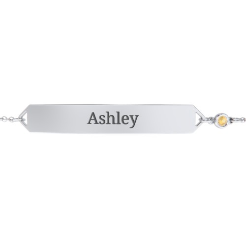 Engravable Classic Bracelet with Birthstone – Sterling Silver with Citrine