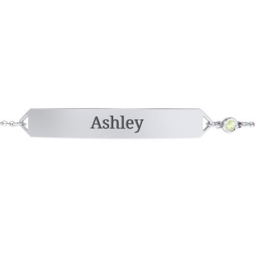 Engravable Classic Bracelet with Birthstone – Sterling Silver with Peridot