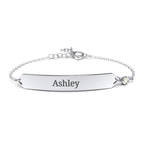 Engravable Classic Bracelet with Birthstone – Sterling Silver with Peridot