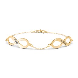 Engravable 2 Infinity Bracelet in 18K Gold Plated Silver