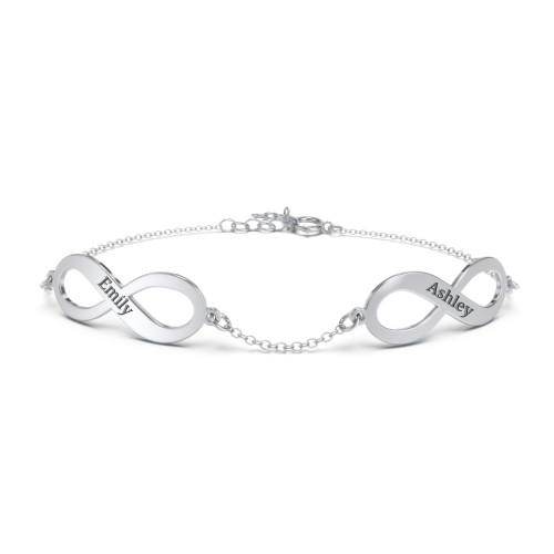 Engravable 2 Infinity Bracelet – Sterling Silver